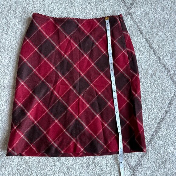 Ann Taylor Loft Wool Blend Plaid Skirt Red Tartan Academia Aesthetic Mini 2P - Picture 3 of 4